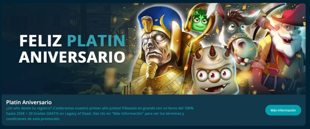 Platincasino 20 tiradas gratis en Legacy of Dead